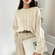 Round Neck Pure Color All-matching Trendy Sweater Top 111