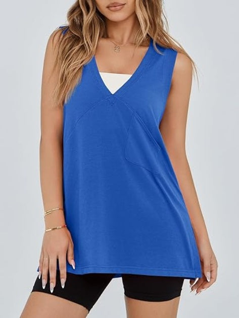 Women's V-Neck Sleeveless Tank Top – Loose, Flowy Summer Tunic
