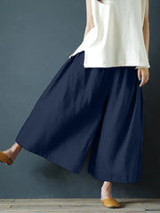 Coarse Linen Solid Color Cotton And Linen Texture Smoke-sensitive Gray Wide-leg Pants