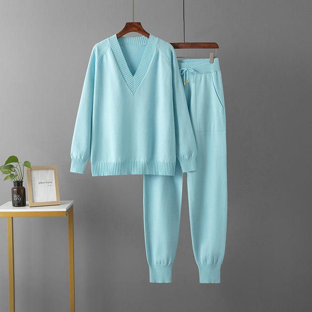 Women's Casual Sweater Harem Pants Suit