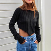 Women's Cropped Short Sweater Solid Color