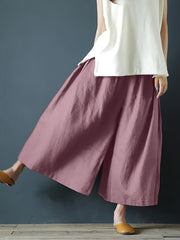 Coarse Linen Solid Color Cotton And Linen Texture Smoke-sensitive Gray Wide-leg Pants
