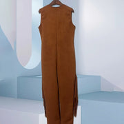 Women’s Western Fringe Jumpsuit – Sleeveless Wide-Leg Romper