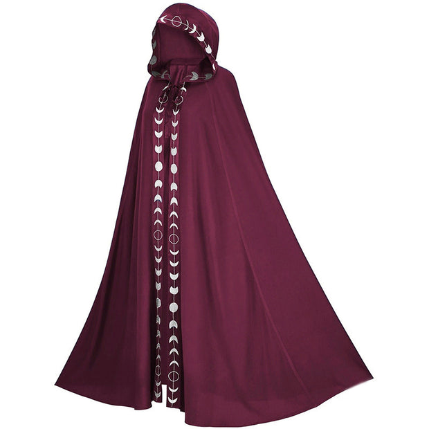 Medieval Hooded Cloak – Renaissance Printed Cosplay Costume for Halloween & Festivals