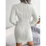 Women’s V-Neck Bodycon Knit Mini Dress – Long Sleeve FallWinter Pullover