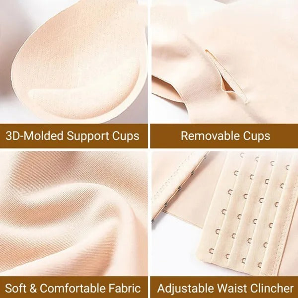 1 Pack Waist Training Women with Breast Pads – Adjustable Hourglass Corset Belt