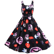 Halloween Rock And Roll Sleeveless Floral Dresses 1111