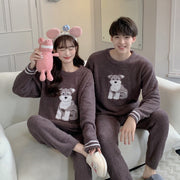 Gp Couple Japanese Cute Dog Parent-child Soft Home Wear Long-sleeved Trousers Pajamas