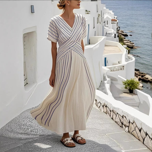 Women's Large Loose Striped Print Dress 111