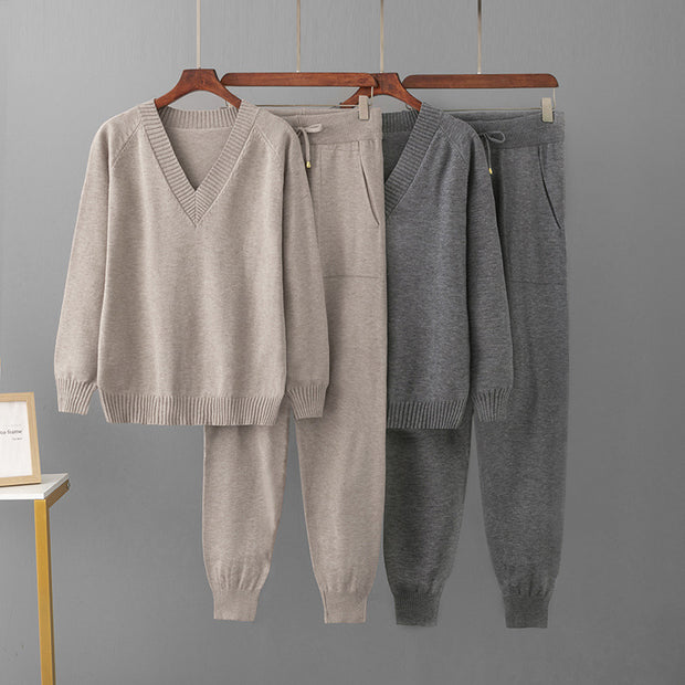 Women's Casual Sweater Harem Pants Suit
