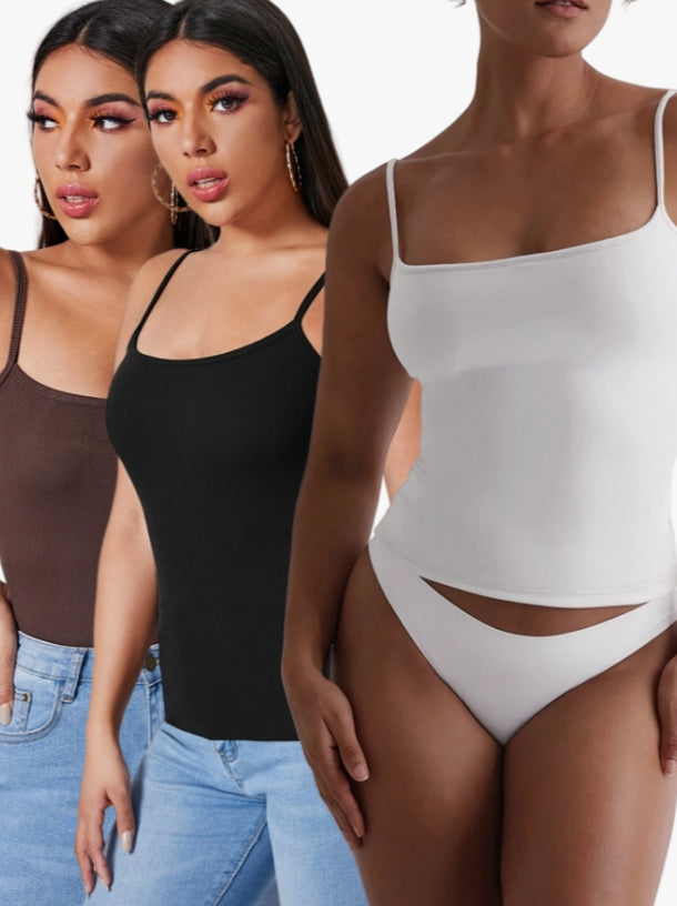 3PCS Solid Color Halter Top For Women