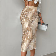 Women's Versatile Solid Color Fashionable Sequin Skirt