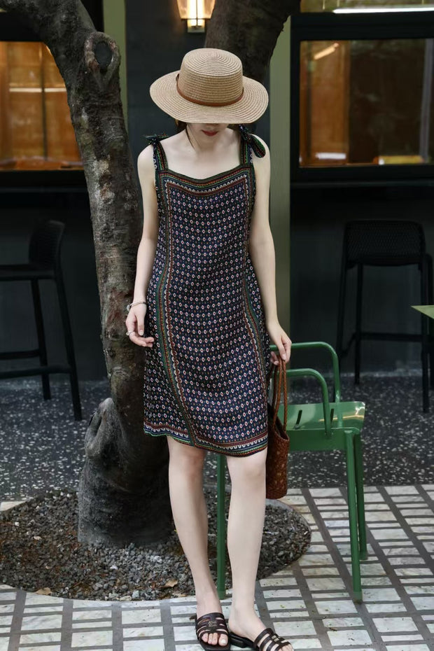 Women's Fashion Temperament Printed Sleeveless Dress