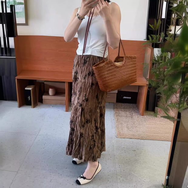 Elastic Waistband Slimming All-match A- Line Dress Mori Style