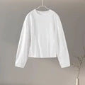 Fashion Long Sleeve O-neck Pleated Top Wide Leg Pants Women's Suit