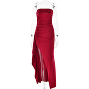 Women’s One-Shoulder Evening Gown – Strapless Backless High-Slit Dress