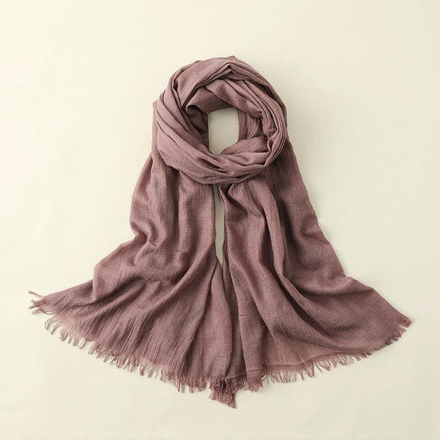Artistic Sunscreen Solid Color Cotton And Linen Scarf 1111