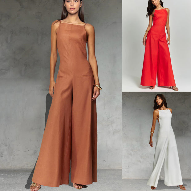 Women’s Sleeveless Wide-Leg Jumpsuit – Spring/Summer One-Piece
