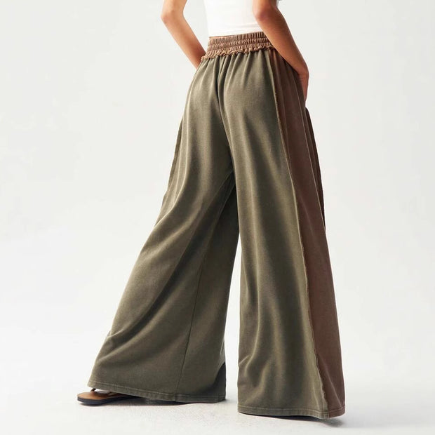 Unisex Japanese Style Retro Cotton Pants – Loose Fit with Splicing Design
