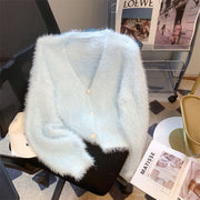 Idle Style Mohair Sweater Furry Coat Top 111