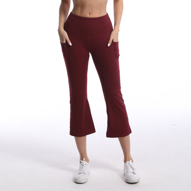 Pocket Solid Color Stretch Hip Lift Sports Nude Feel Yoga Leggings