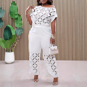 Elegant Solid Color Casual Asymmetric Shoulder Embroidery