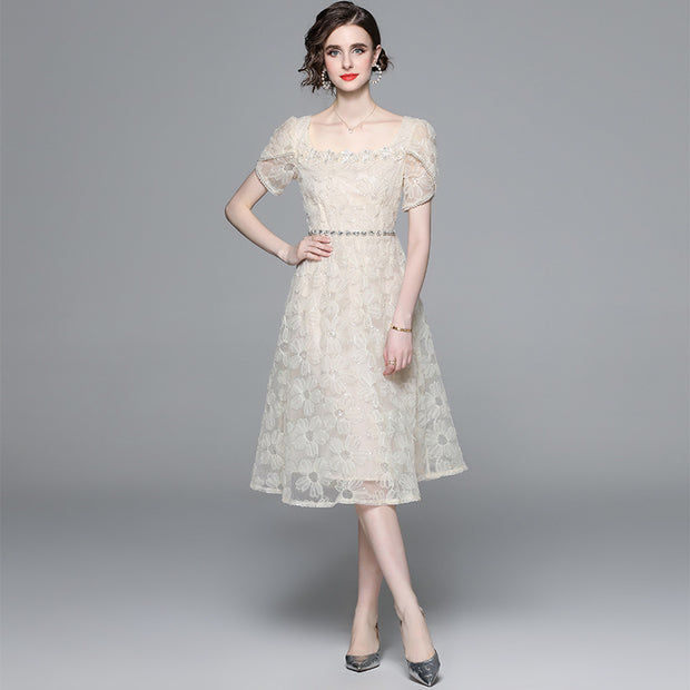 French High-end Mesh Dress With A Feminine Waist