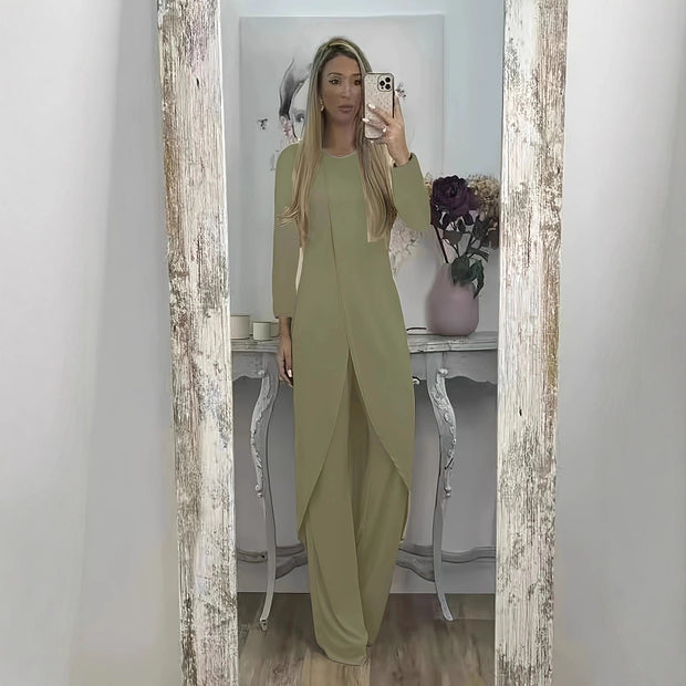 Casual Long Sleeve Two-piece Loose Round Neck