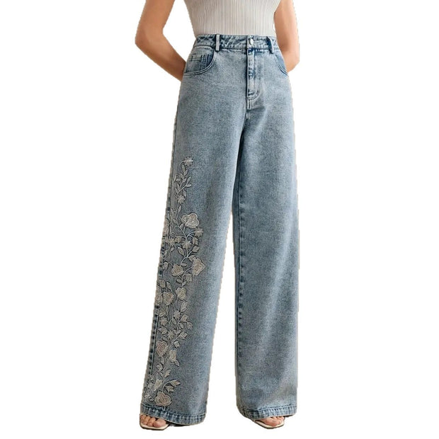 Women's Plus Size Embroidered Stretch Jeans