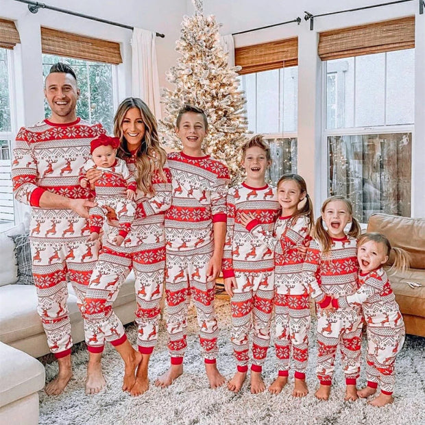 Cotton Blend European And American Parent-child Clothing Christmas Pajamas Fall Family Set
