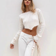 Women's Cropped Short Sweater Solid Color