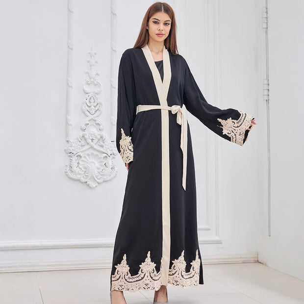 Fashion Embroidered Robe Turkey Casual Cardigan Dress Women 111