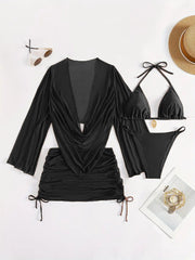 European And American Women's Sexy Blouse Lace-up Bikini Suit