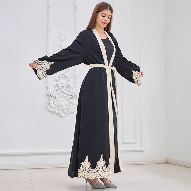 Fashion Embroidered Robe Turkey Casual Cardigan Dress Women 111
