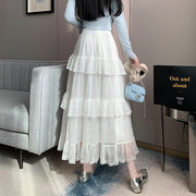 Lace Cake Dress Net Falbala Bubble Skirt
