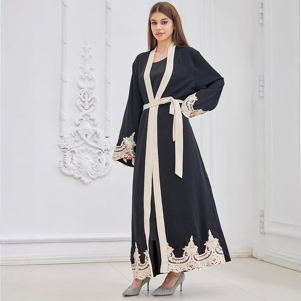 Fashion Embroidered Robe Turkey Casual Cardigan Dress Women 111