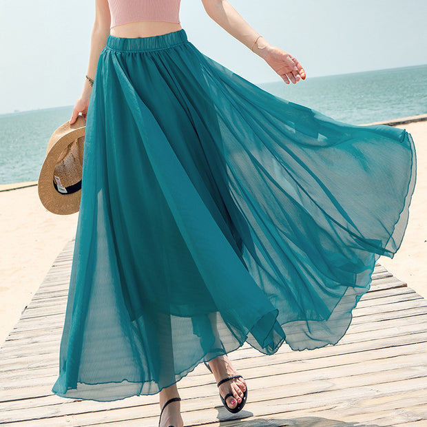 Chiffon Skirt Large Swing Skirt Vacation Beach Dress Fairy Dress