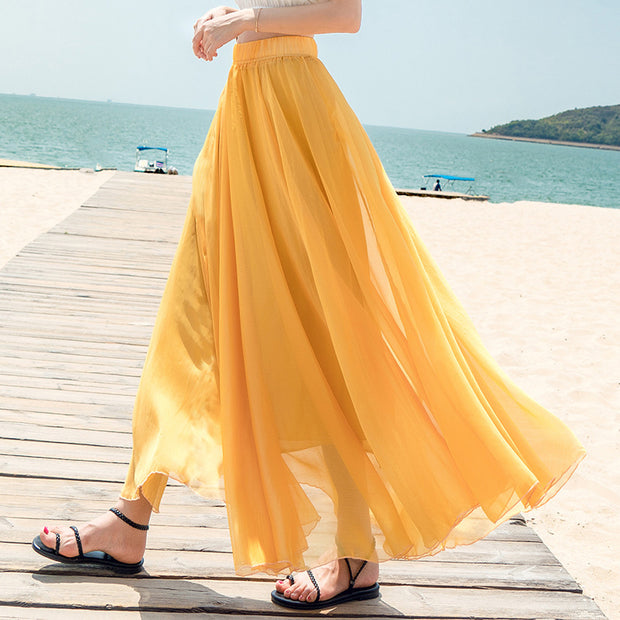 Chiffon Skirt Large Swing Skirt Vacation Beach Dress Fairy Dress
