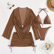 European And American Women's Sexy Blouse Lace-up Bikini Suit