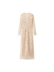 European And American Style Sexy Female Deep V Long Sleeve Mesh Lace Hollow Dress 111