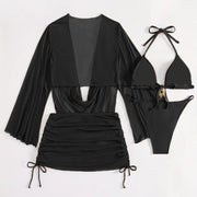 European And American Women's Sexy Blouse Lace-up Bikini Suit