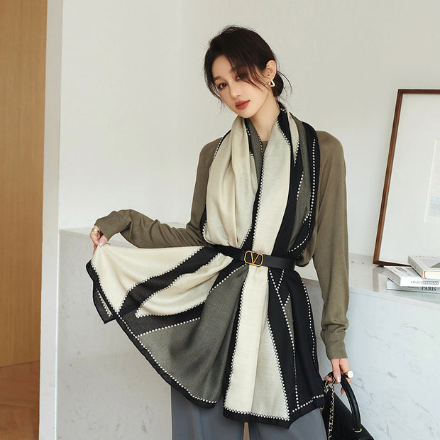 Vintage Printed Scarf Elegant Graceful Mid-length Decorative Scarf 1111
