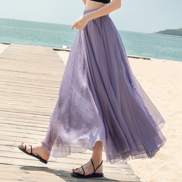 Chiffon Skirt Large Swing Skirt Vacation Beach Dress Fairy Dress