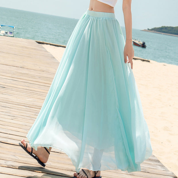 Chiffon Skirt Large Swing Skirt Vacation Beach Dress Fairy Dress