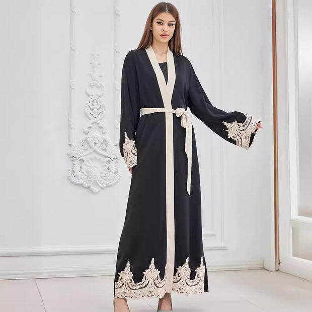 Fashion Embroidered Robe Turkey Casual Cardigan Dress Women 111