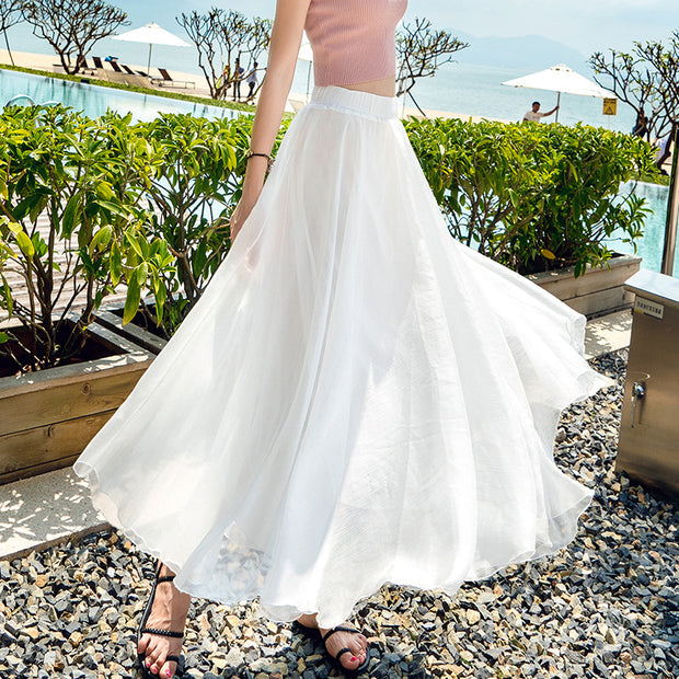 Chiffon Skirt Large Swing Skirt Vacation Beach Dress Fairy Dress