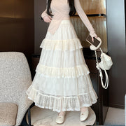Lace Cake Dress Net Falbala Bubble Skirt