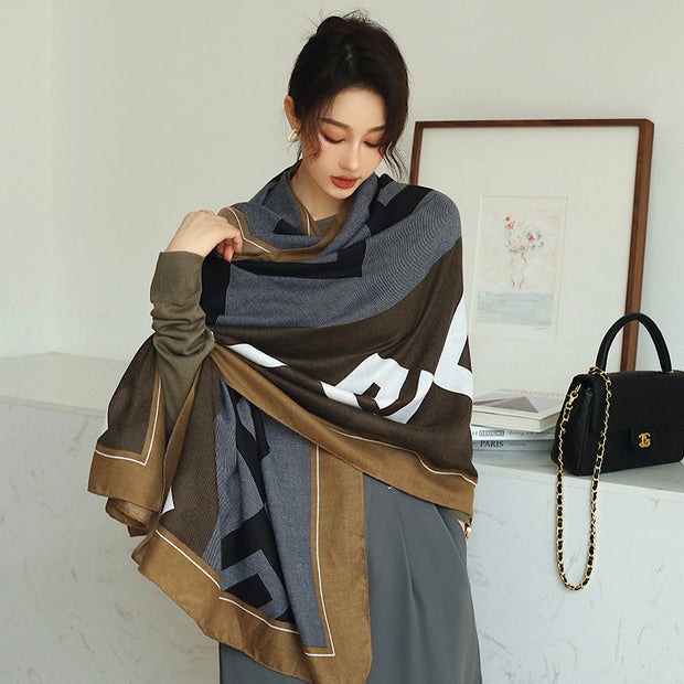 Vintage Printed Scarf Elegant Graceful Mid-length Decorative Scarf 1111
