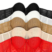 Sexy Mesh Rhinestone Bustier – Braces, Breast Pads & Fishbone Support