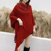 Women's Casual Plush Design Sweater Shawl Cape 1111